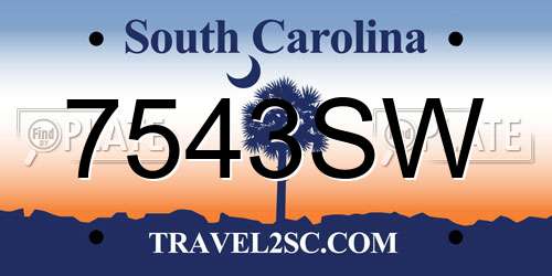 7543SW South Carolina License Plate