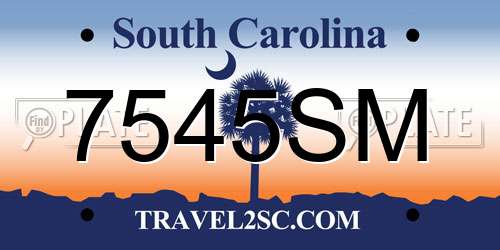 7545SM South Carolina License Plate