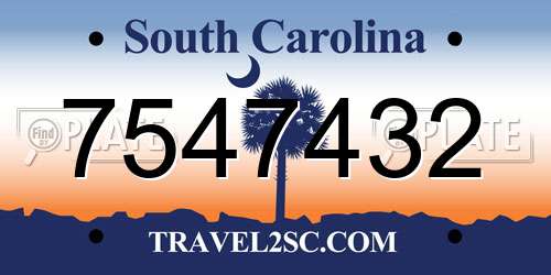 7547432 South Carolina License Plate