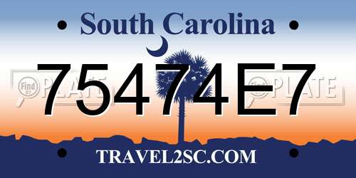 75474E7 South Carolina License Plate