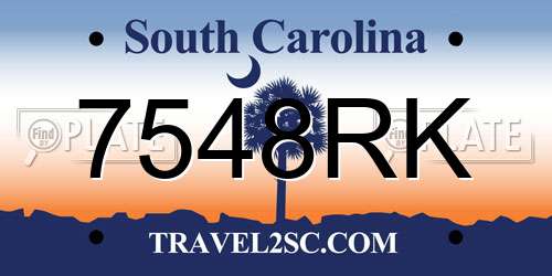 7548RK South Carolina License Plate