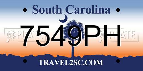 7549PH South Carolina License Plate