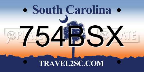 754BSX South Carolina License Plate