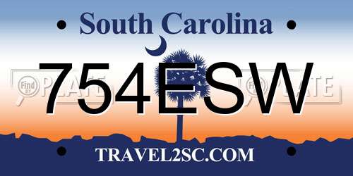 754ESW South Carolina License Plate