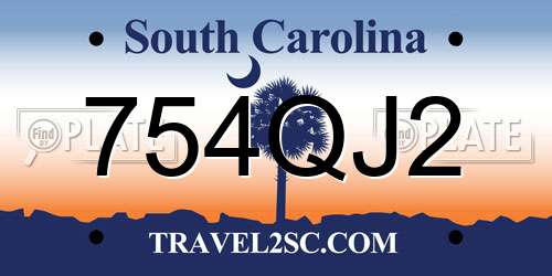 754QJ2 South Carolina License Plate