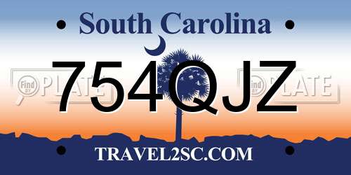 754QJZ South Carolina License Plate