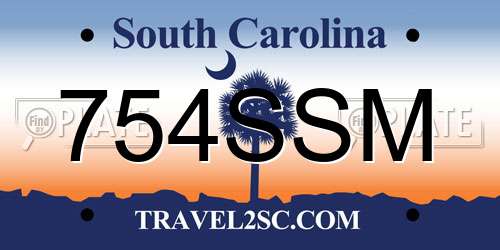 754SSM South Carolina License Plate
