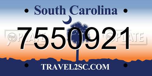 7550921 South Carolina License Plate