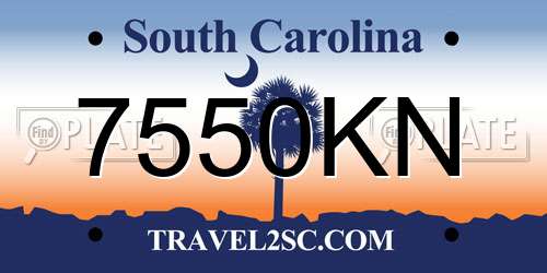 7550KN South Carolina License Plate