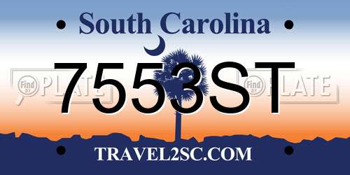 7553ST South Carolina License Plate