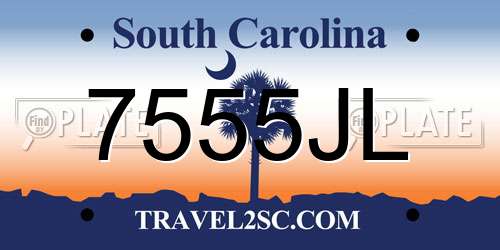 7555JL South Carolina License Plate