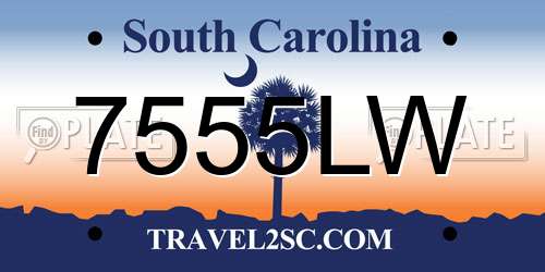 7555LW South Carolina License Plate