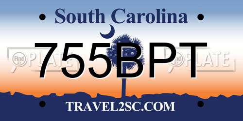 755BPT South Carolina License Plate