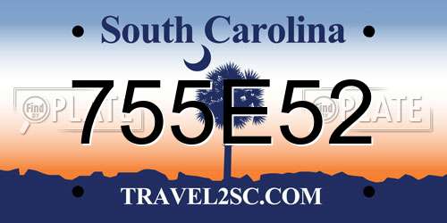 755E52 South Carolina License Plate