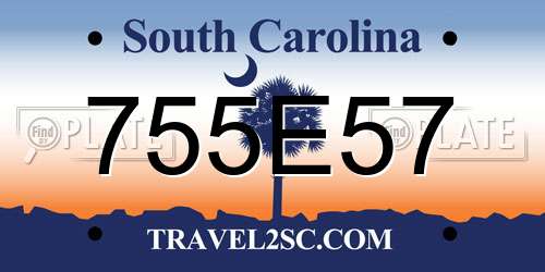 755E57 South Carolina License Plate