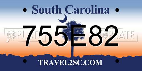 755E82 South Carolina License Plate