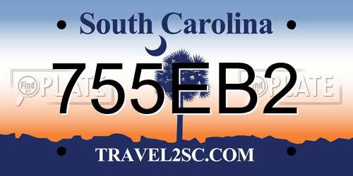 755EB2 South Carolina License Plate