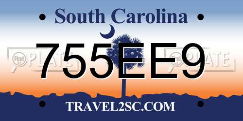755EE9 South Carolina License Plate