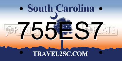 755ES7 South Carolina License Plate