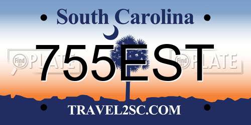 755EST South Carolina License Plate