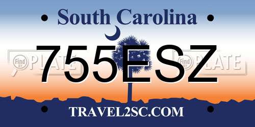755ESZ South Carolina License Plate