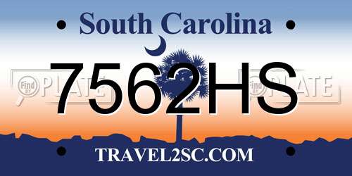 7562HS South Carolina License Plate