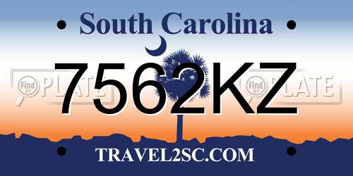 7562KZ South Carolina License Plate