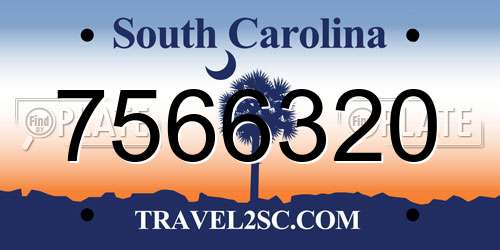 7566320 South Carolina License Plate