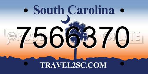 7566370 South Carolina License Plate
