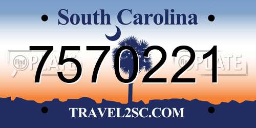 7570221 South Carolina License Plate