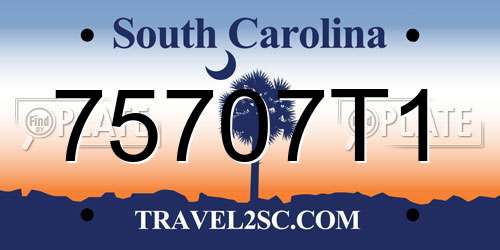 75707T1 South Carolina License Plate