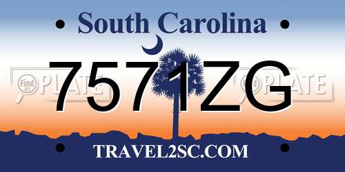 7571ZG South Carolina License Plate