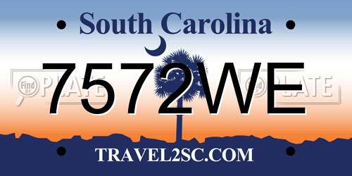 7572WE South Carolina License Plate