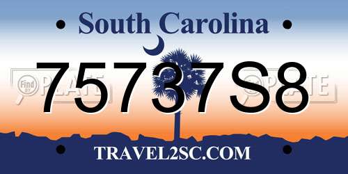 75737S8 South Carolina License Plate