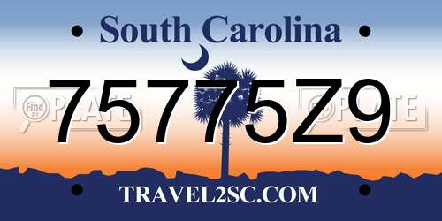 75775Z9 South Carolina License Plate
