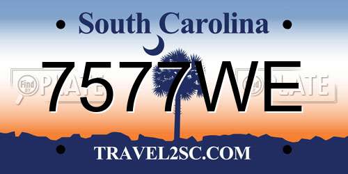 7577WE South Carolina License Plate