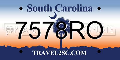 7578RO South Carolina License Plate
