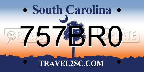 757BR0 South Carolina License Plate