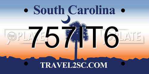757IT6 South Carolina License Plate