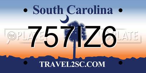 757IZ6 South Carolina License Plate