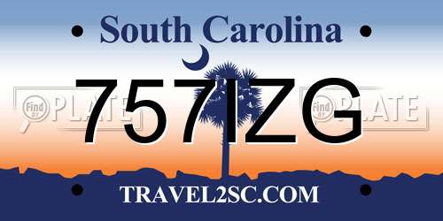 757IZG South Carolina License Plate