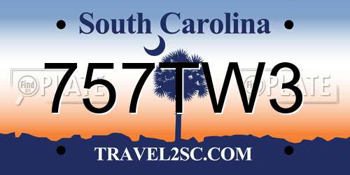 757TW3 South Carolina License Plate