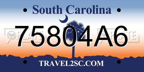 75804A6 South Carolina License Plate