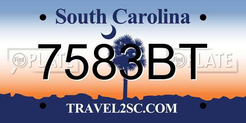7583BT South Carolina License Plate