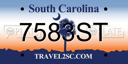 7583ST South Carolina License Plate