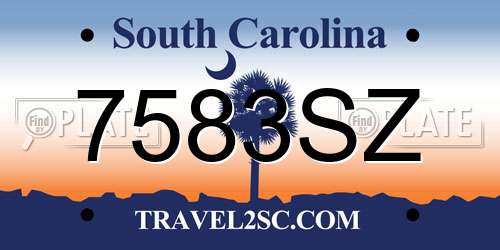7583SZ South Carolina License Plate