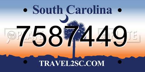 7587449 South Carolina License Plate