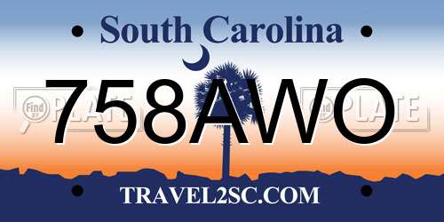758AWO South Carolina License Plate