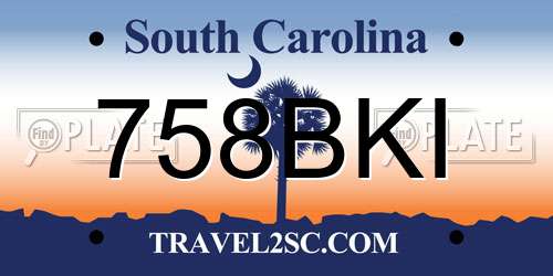 758BKI South Carolina License Plate