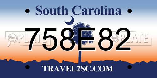 758E82 South Carolina License Plate